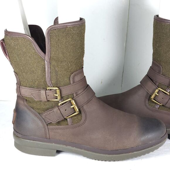 UGG Women's Simmens US8,5? Brown Leather Lined LaceUp Waterproof Wintet Boots - Picture 9 of 16